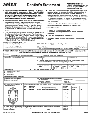 Aetna International Dental Claim Form