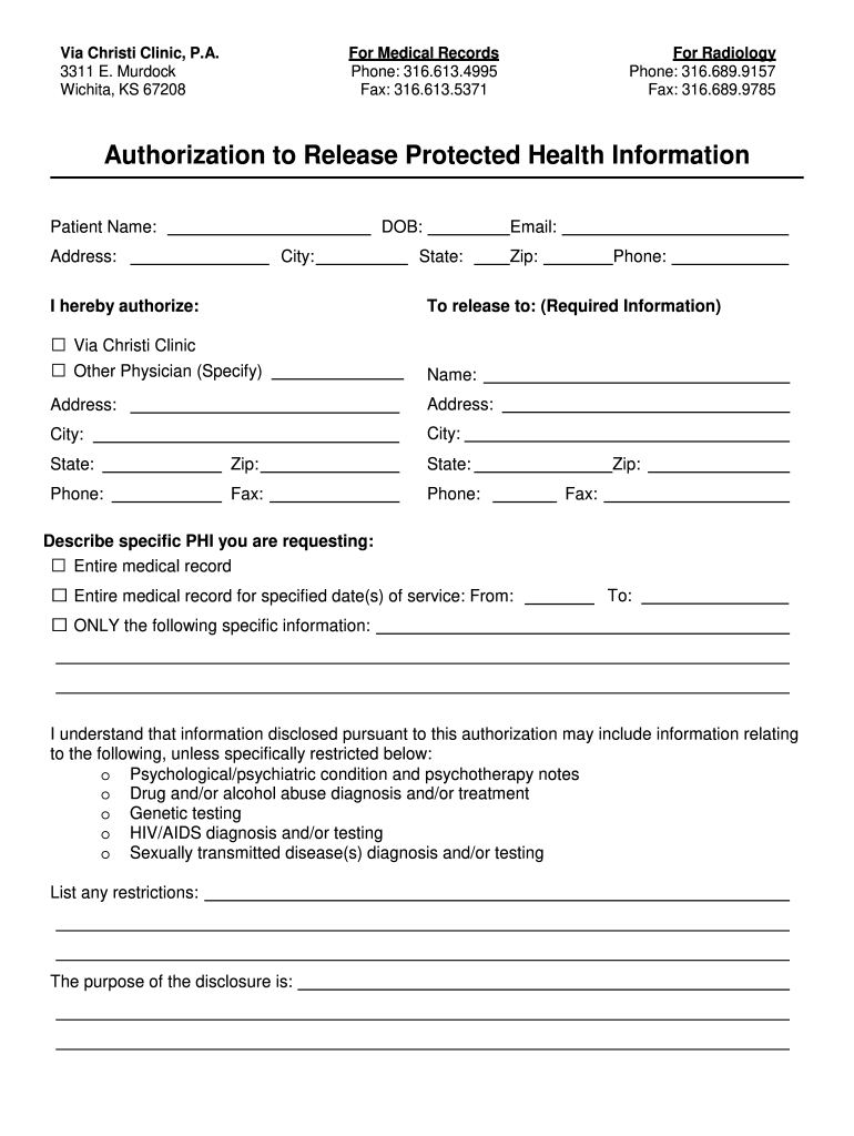 Via Christi Medical Records Release 2014-2025