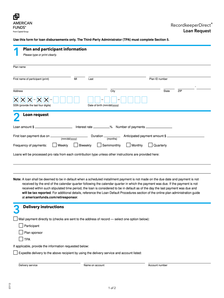 American Funds Loan Request Form