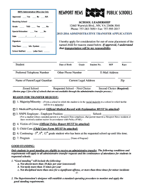 How Do You Complete the Nnps School Administrative Transfer Application Form