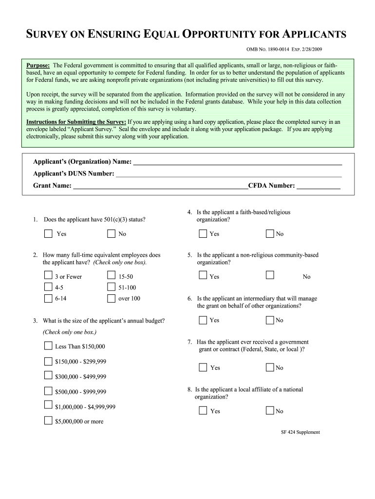  Sf 424 Supplemental Form 2009-2024