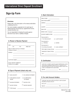 Optional Form 1199i, International Direct Deposit Enrollment, June Subchapter Covers Last Updated 6 22 by CTPER 678 Dtic