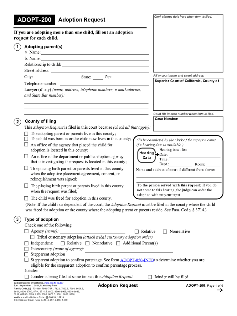 California Adult Adoption Forms