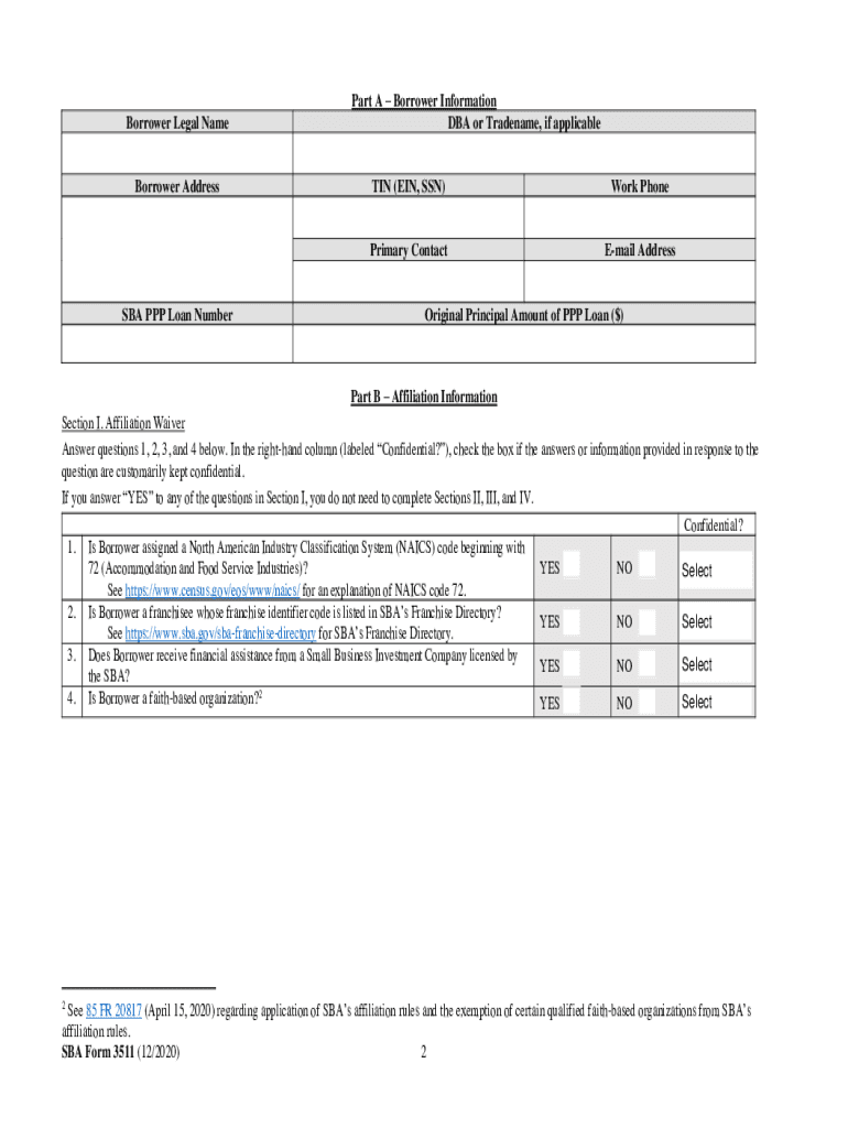 Sba Form 3511