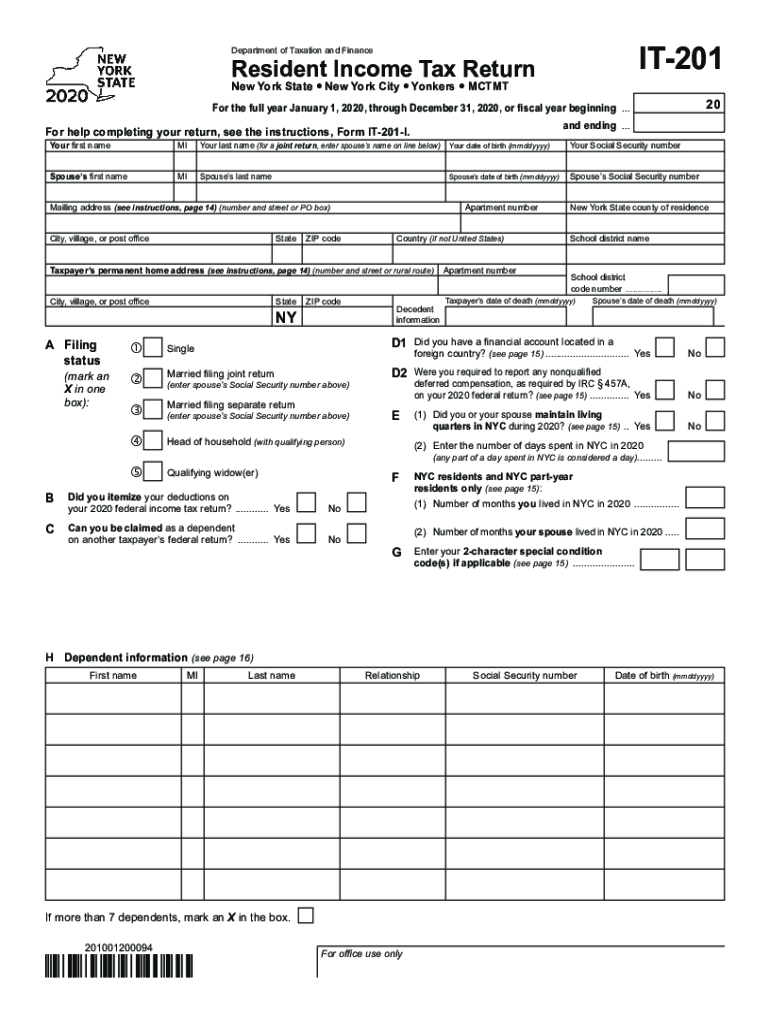 Get and Sign PDF Instructions for Form it 201 Department of Taxation and Finance 2020