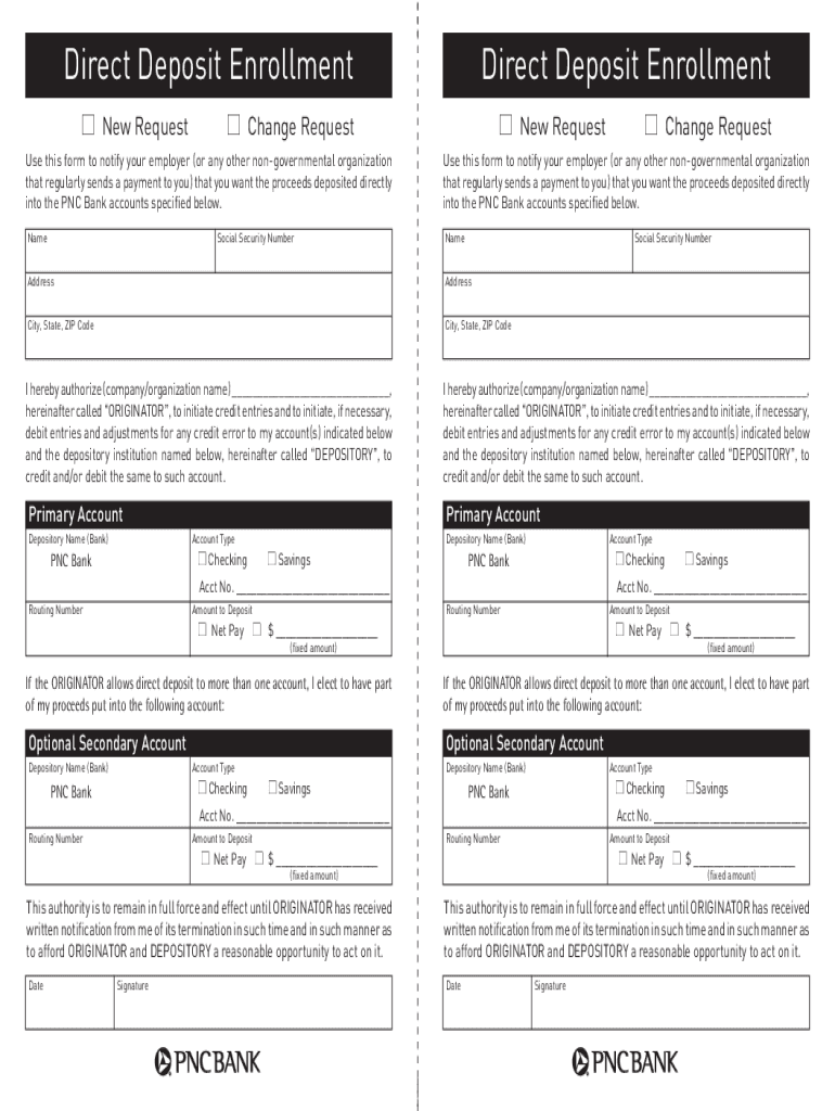 Pnc Direct Deposit Form