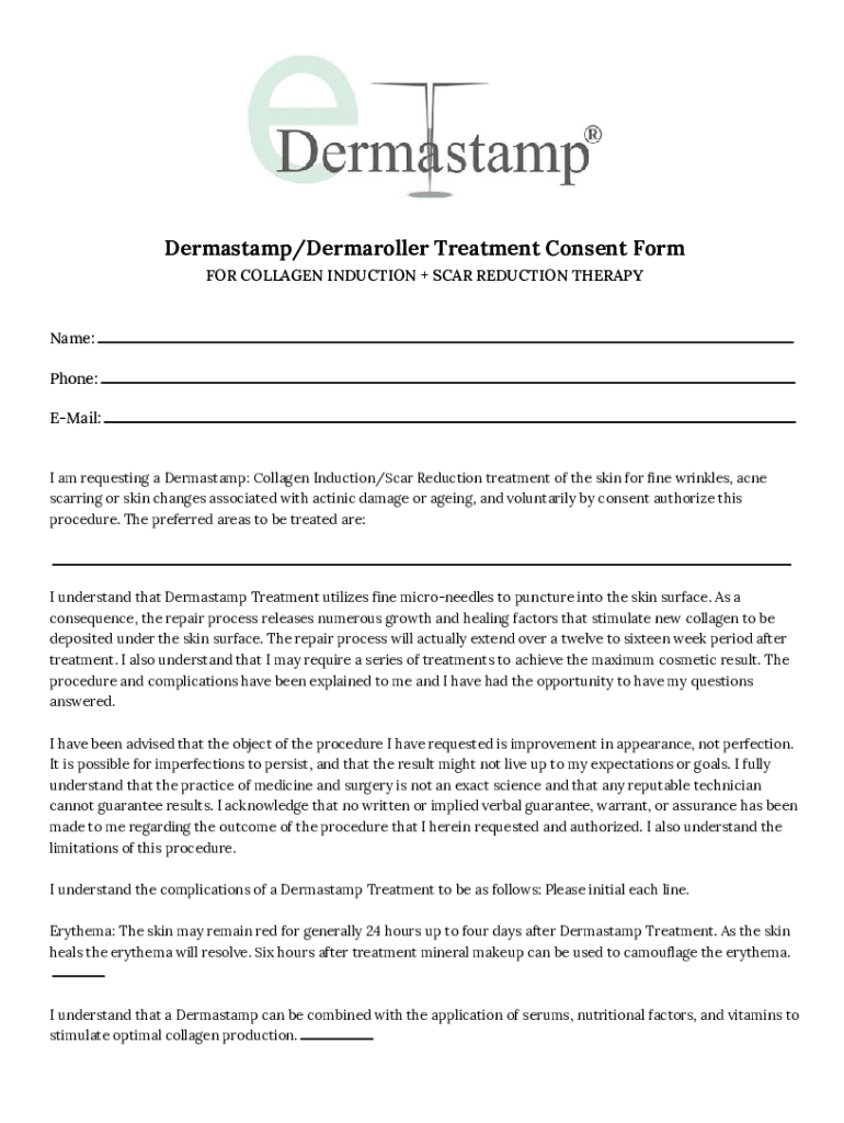 Dermastamp Dermaroller Treatment Consent Form