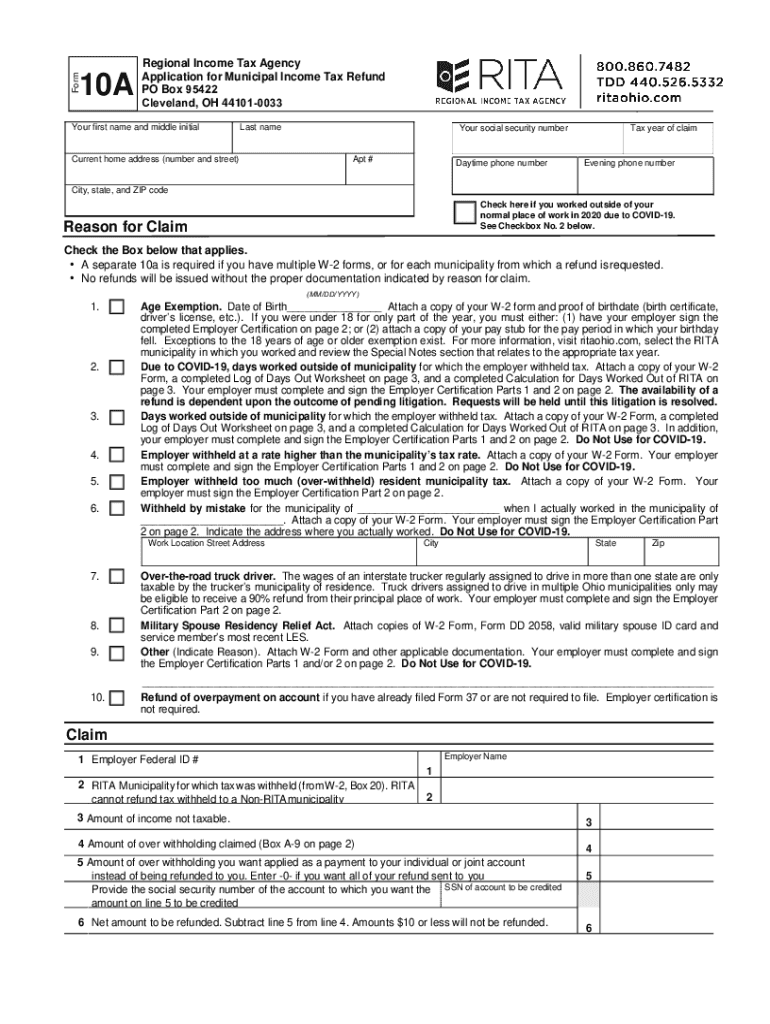 Important Changes to the Tax Year Form 10A