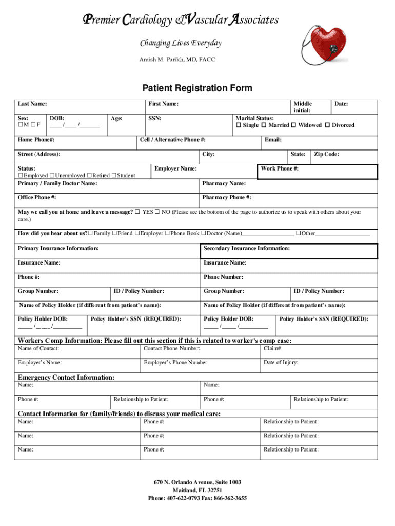 Premier Cardiology &amp;Vascular Associates  Form