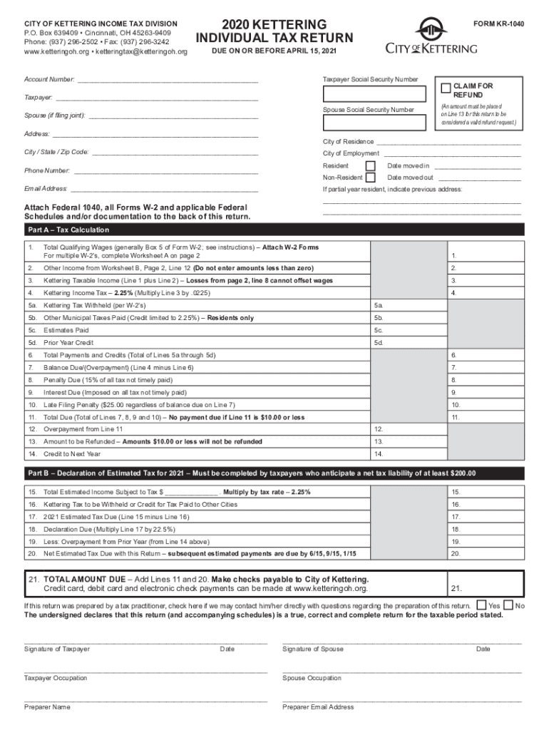Get and Sign KETTERING INDIVIDUAL TAX RETURN 2020-2022 Form