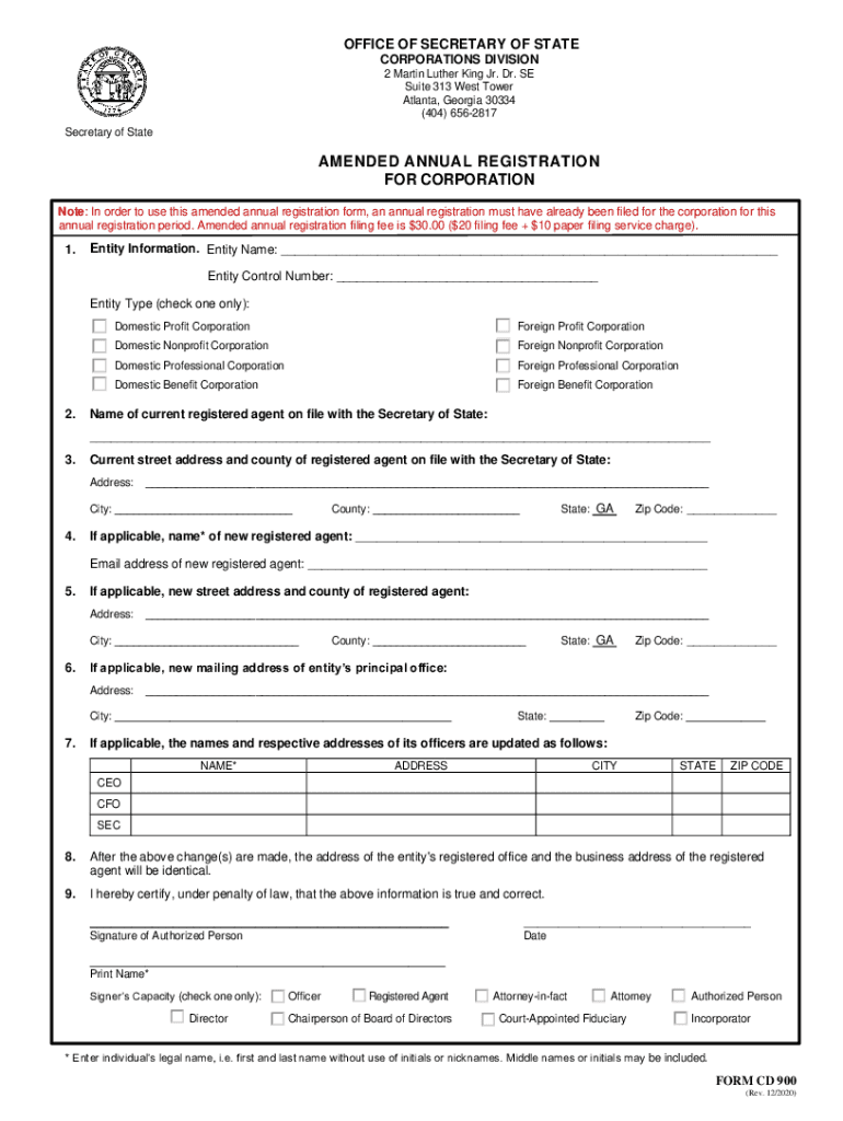Get and Sign a Corporation that Has Already Filed an Annual Registration in the 2020-2022 Form