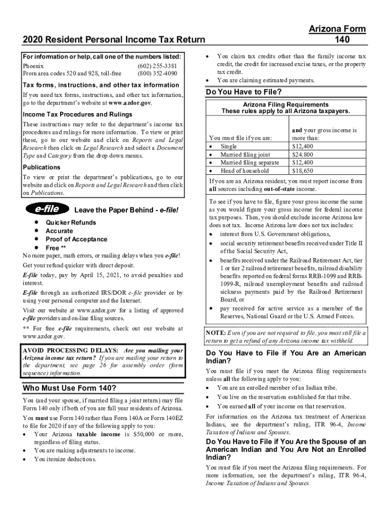  Resident Personal Income Tax Return 2020