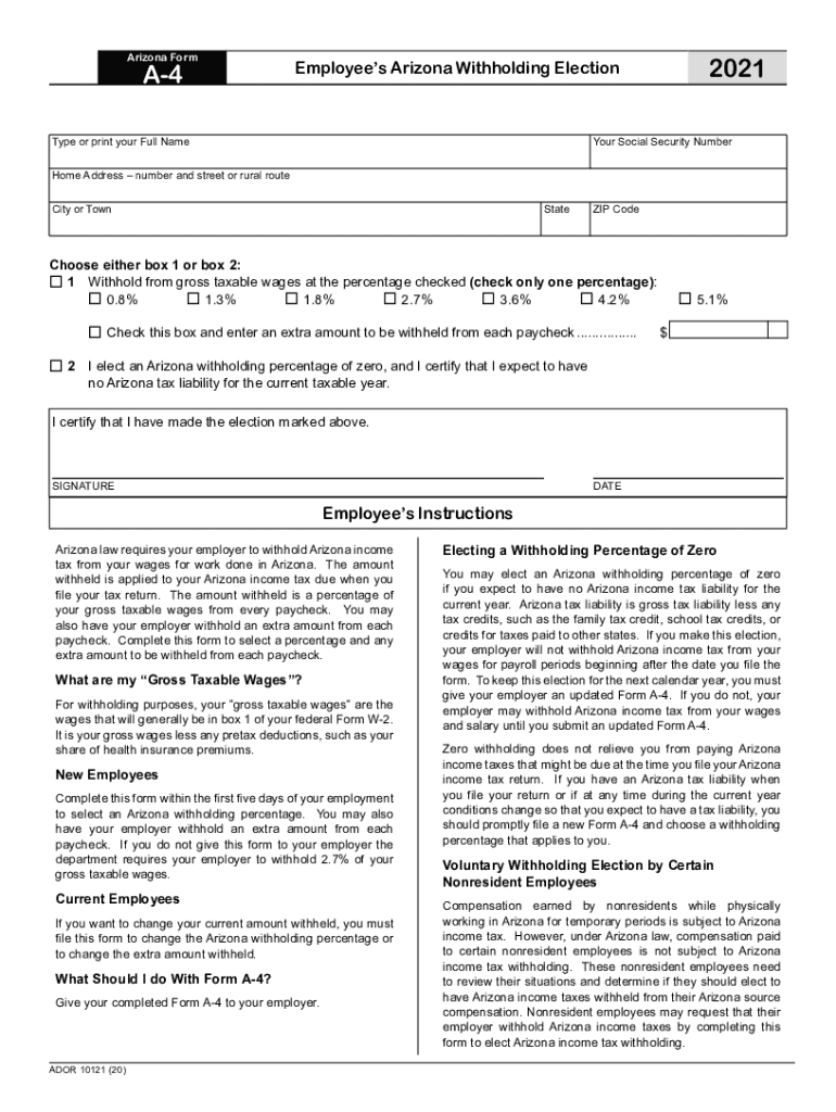  Form AZ DoR a 4 Fill Online, Printable, Fillable 2021