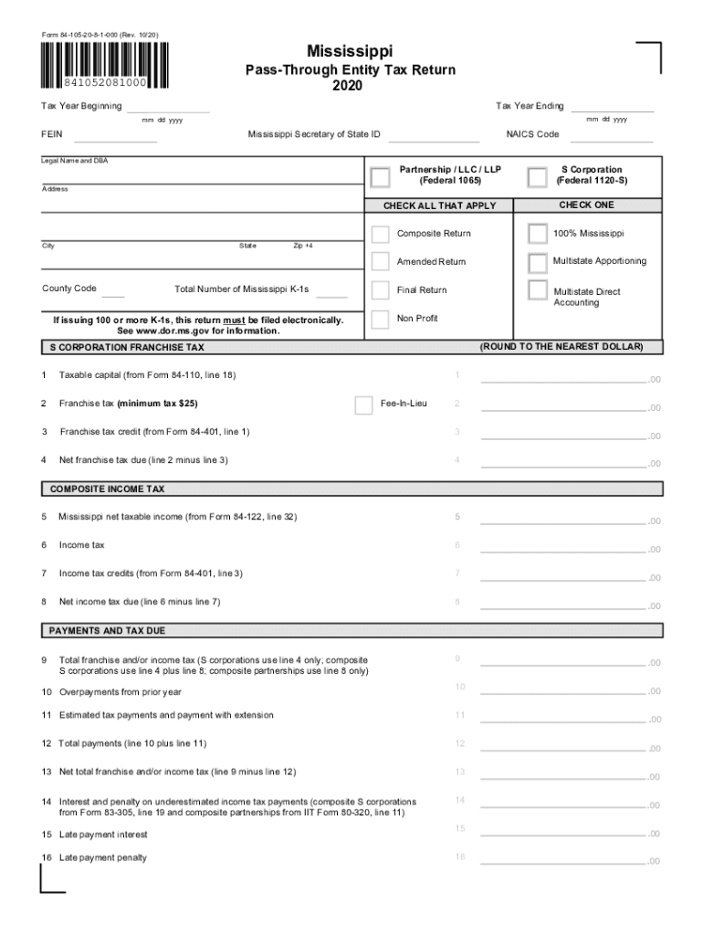 Get and Sign Mississippi Resident Individual Income Tax Return 2020 Form