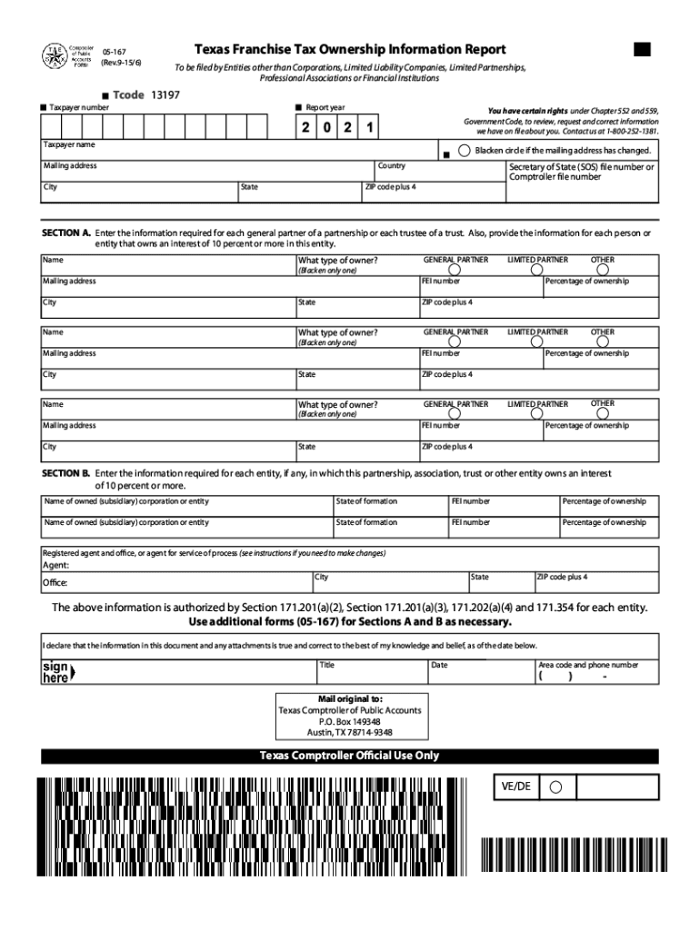  Form TX Comptroller 05 167 Fill Online, Printable 2019