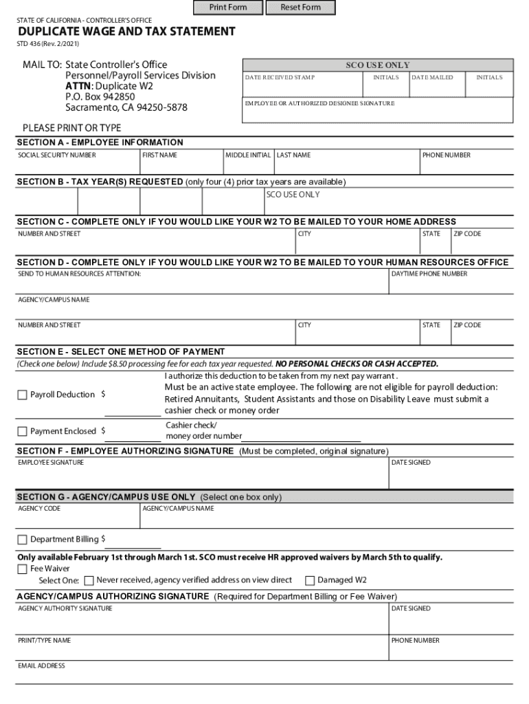  Duplicate Wage and Tax Statement 2021-2024