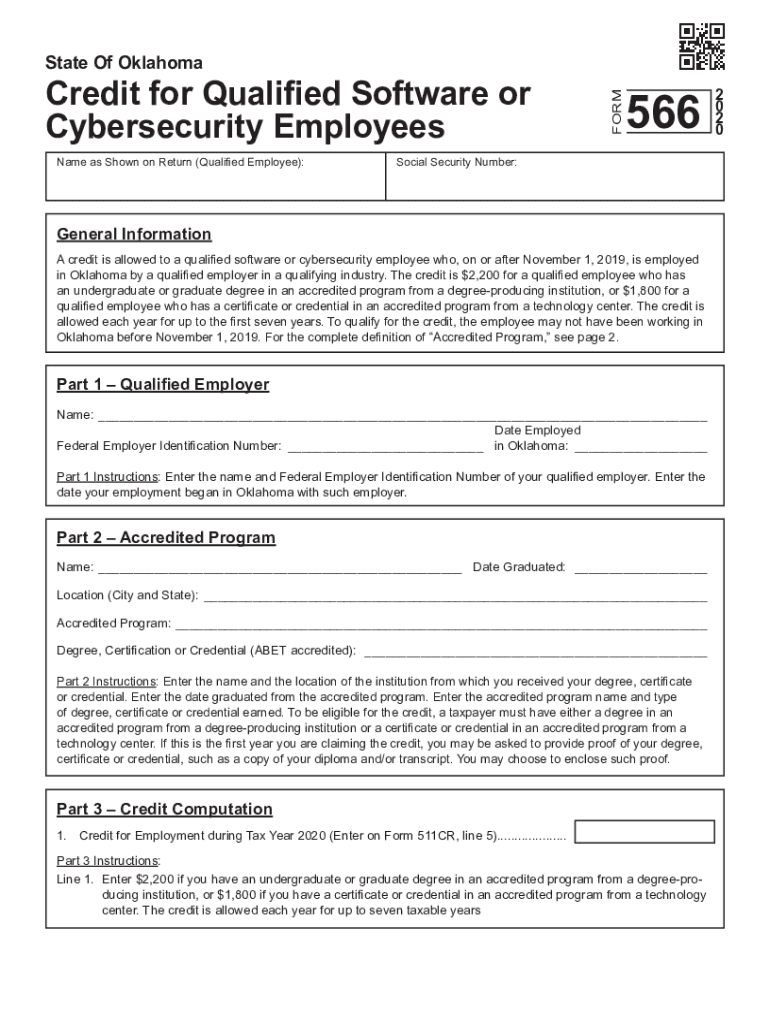 Credit for Qualified Software or Cybersecurity Employees  Form