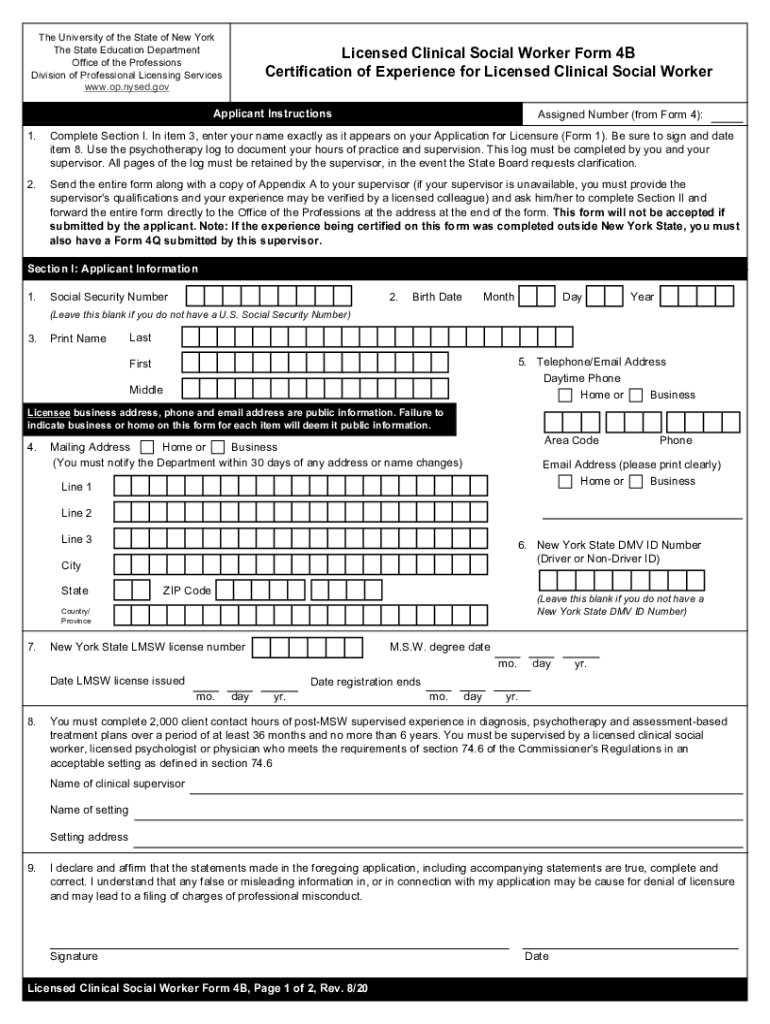  Form 4b Lcsw 2020-2024