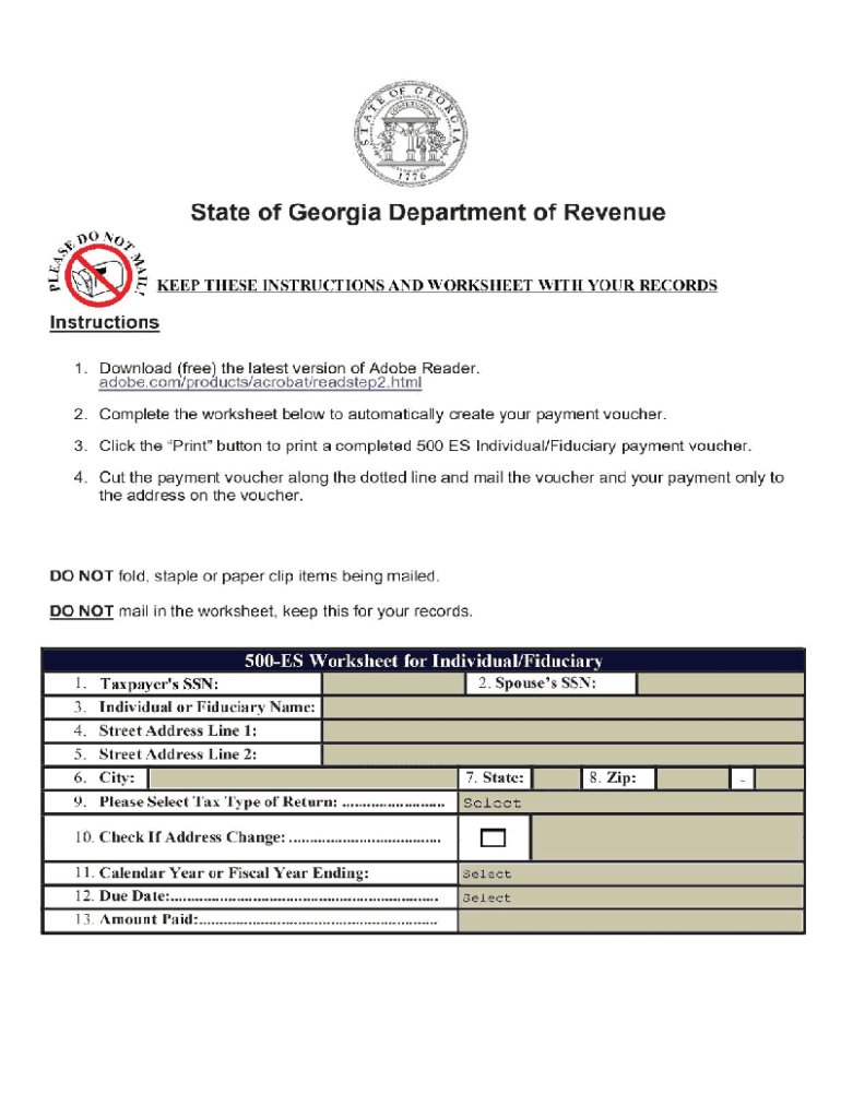 Ga 500 Es Tax  Form