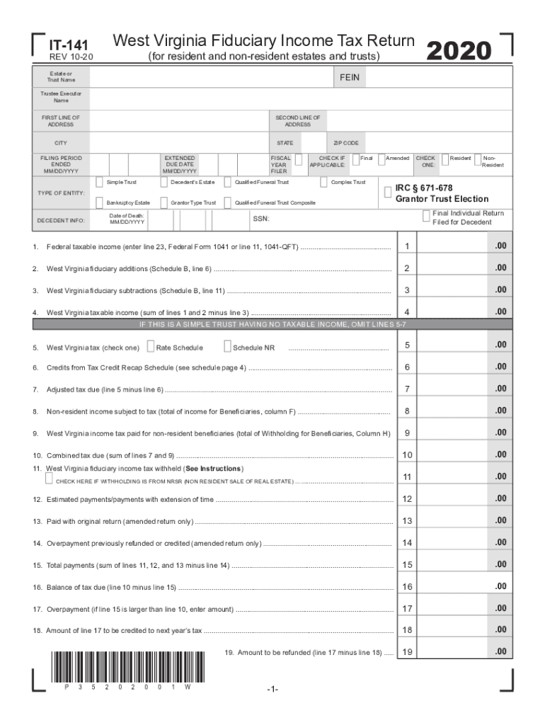  Forms & Instructions State of West Virginia 2020