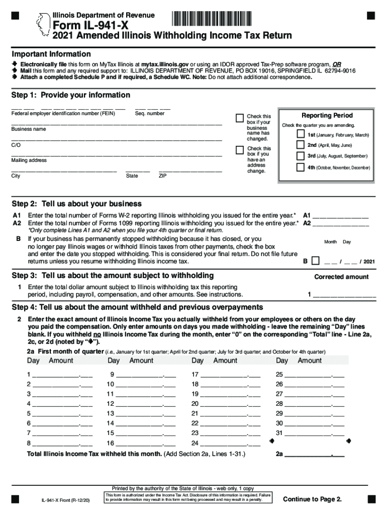 Il 941 X 20212023 Form Fill Out and Sign Printable PDF Template