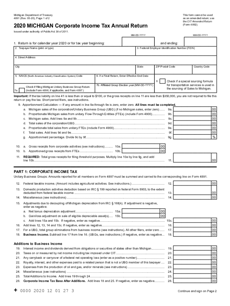 Michigan 4891 Instructions 20202024 Form Fill Out and Sign Printable