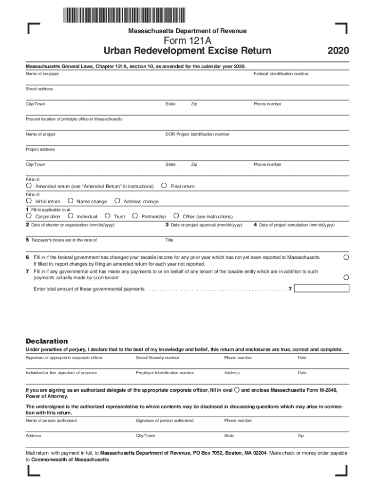  MA Form 121A Fill Online, Printable, Fillable 2020-2024