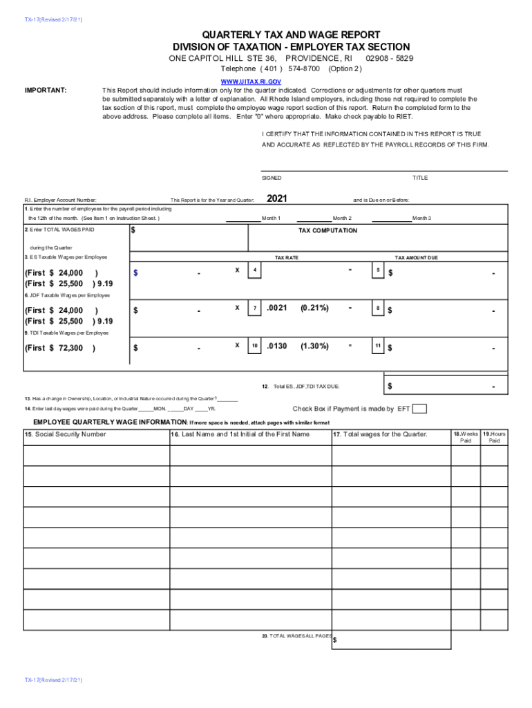 Get and Sign Form Tx 17 Quarterly Tax and Wage Report Division of 2021