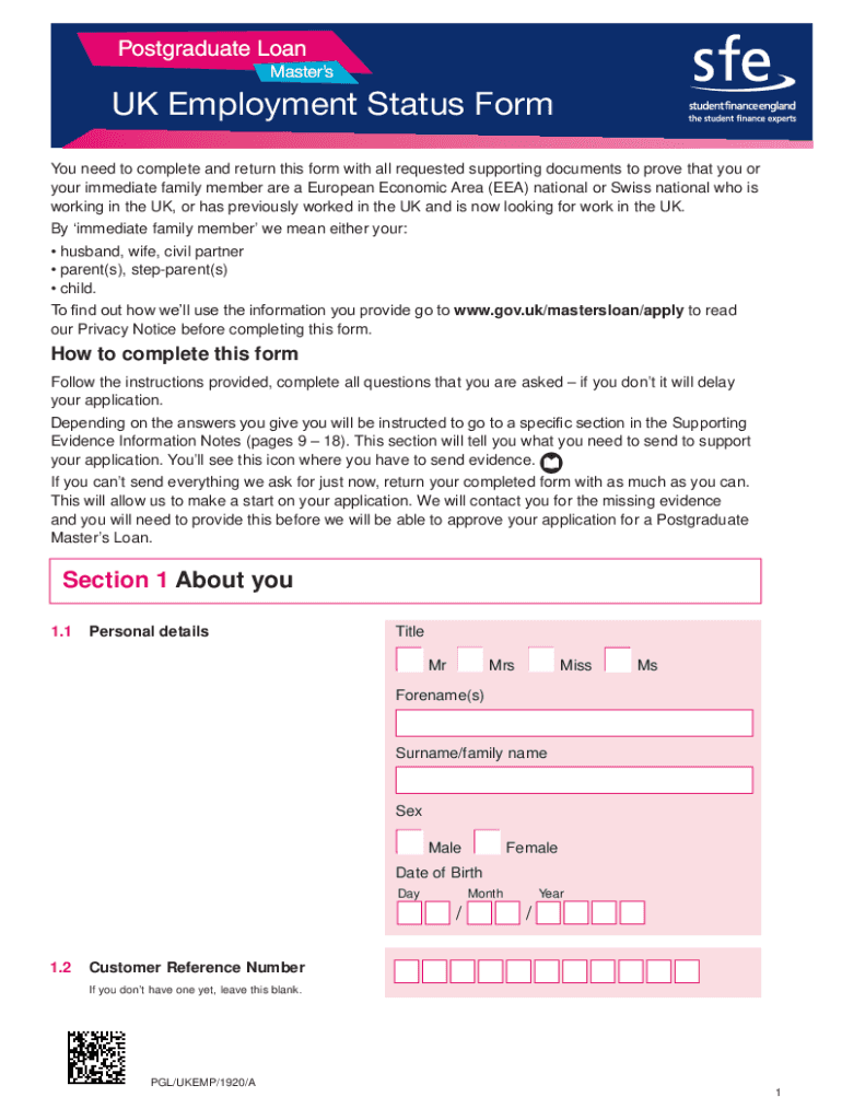 Employment Status Form Student Finance