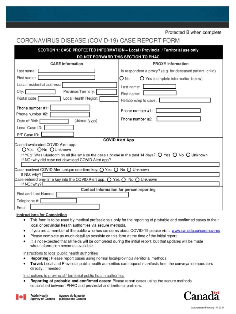 PDF CORONAVIRUS DISEASE COVID 19 CASE REPORT FORM