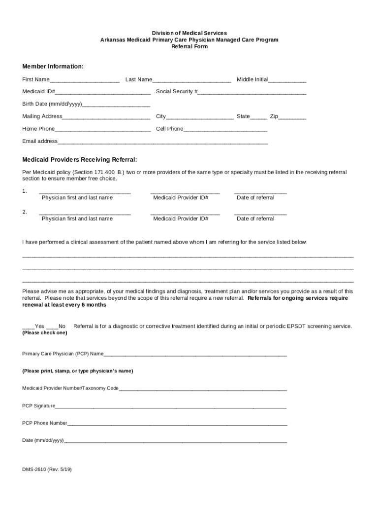 Arkansas Medicaid Referral Form