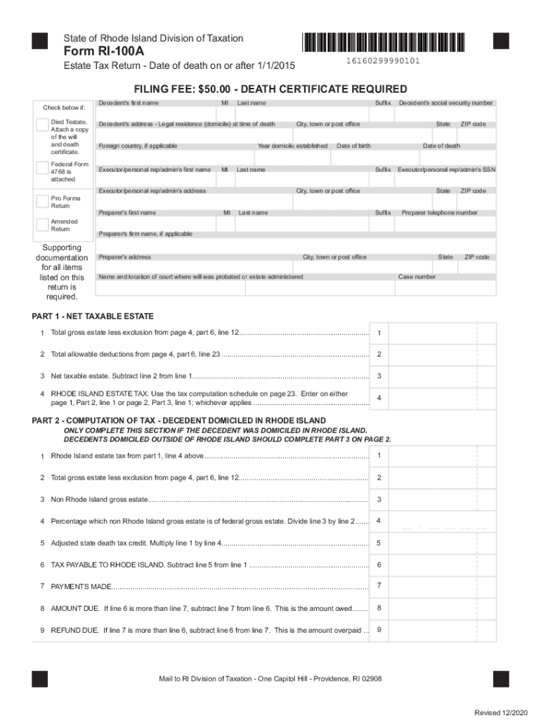  Rhode Island Form 1041 Schedule W Fiduciary Schedule W 2020-2024