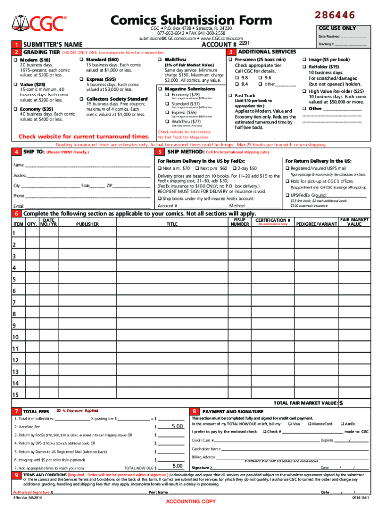 Cgc Submission Form PDF Fill Online, Printable, Fillable