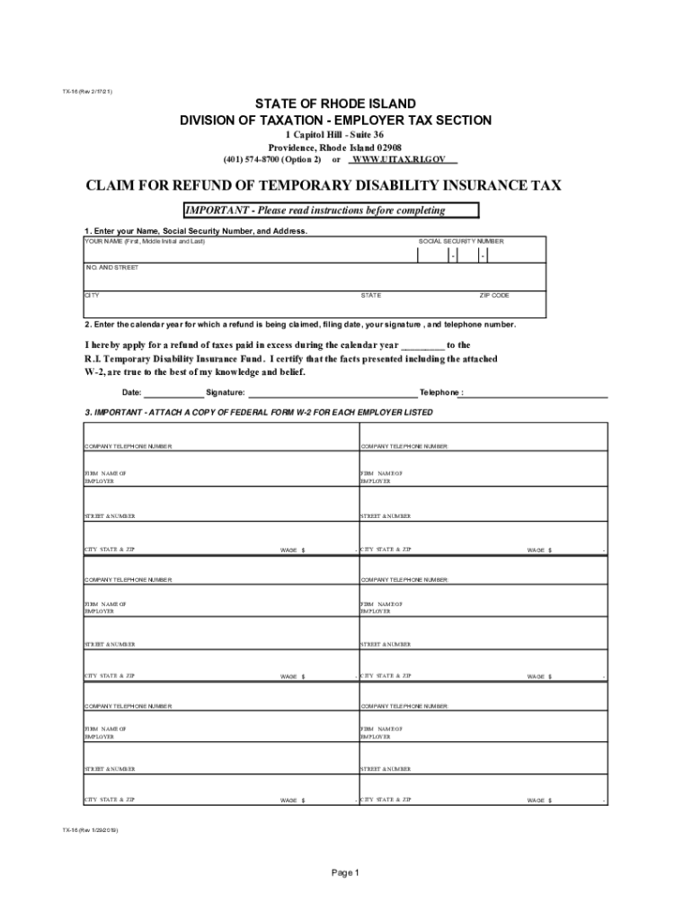  Form TX 16 Download Printable PDF or Fill Online Claim for 2021