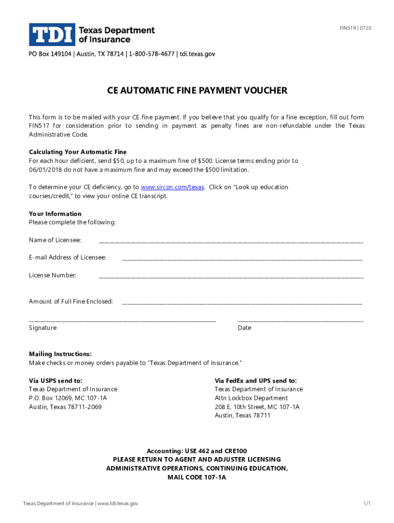 Form TX FIN519 Fill Online, Printable, Fillable