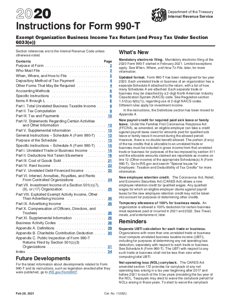  PDF Form 990 T Internal Revenue Service 2020