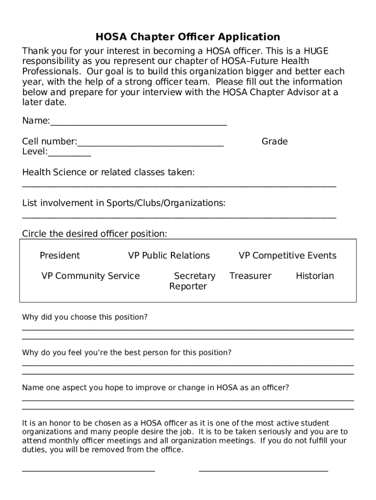 Hosa Application Form