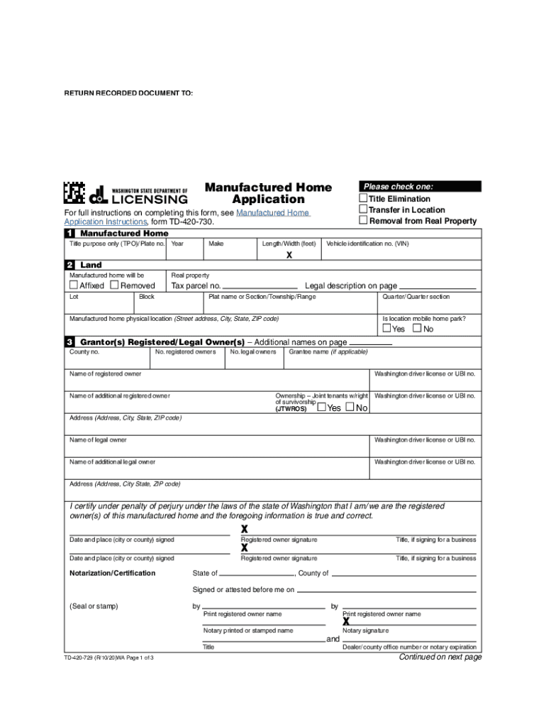 Download Instructions for Form TD 420 729 Manufactured