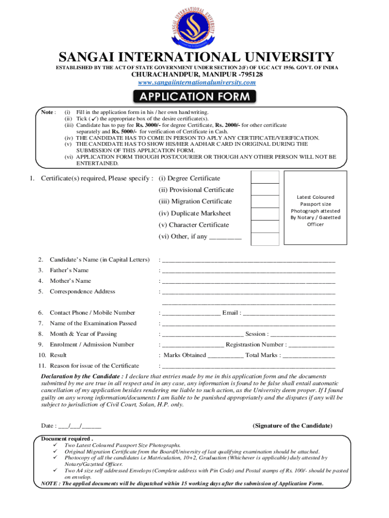 Sangai International University  Form