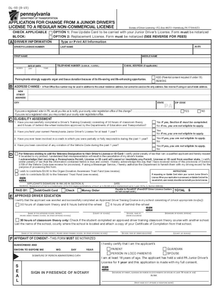  PDF Form DL 59 PennDOT 2019