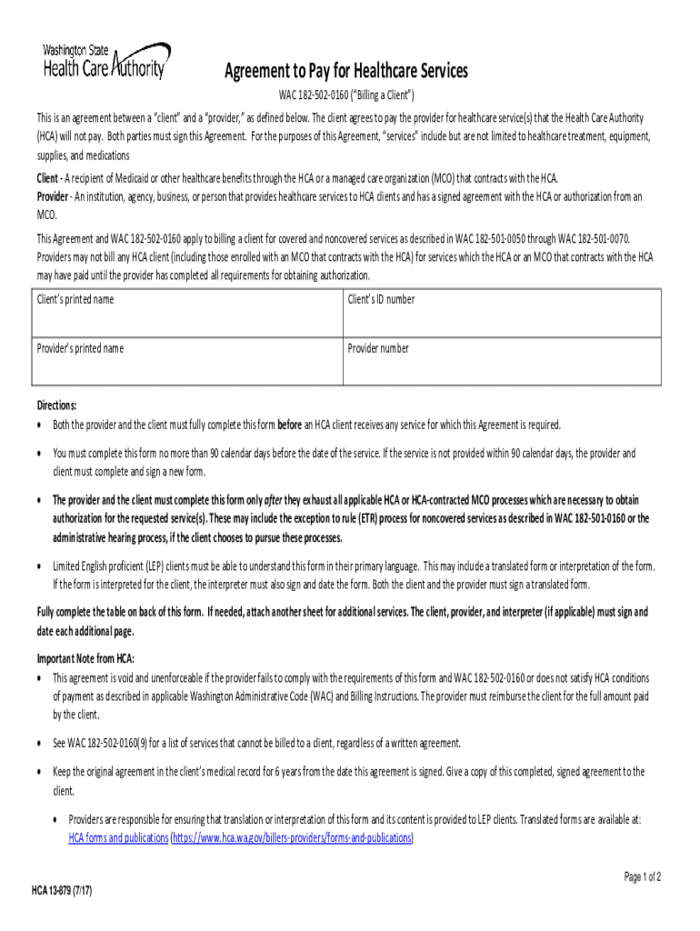 Fillable Online Agreement to Pay for Healthcare Services Fax Email  Form