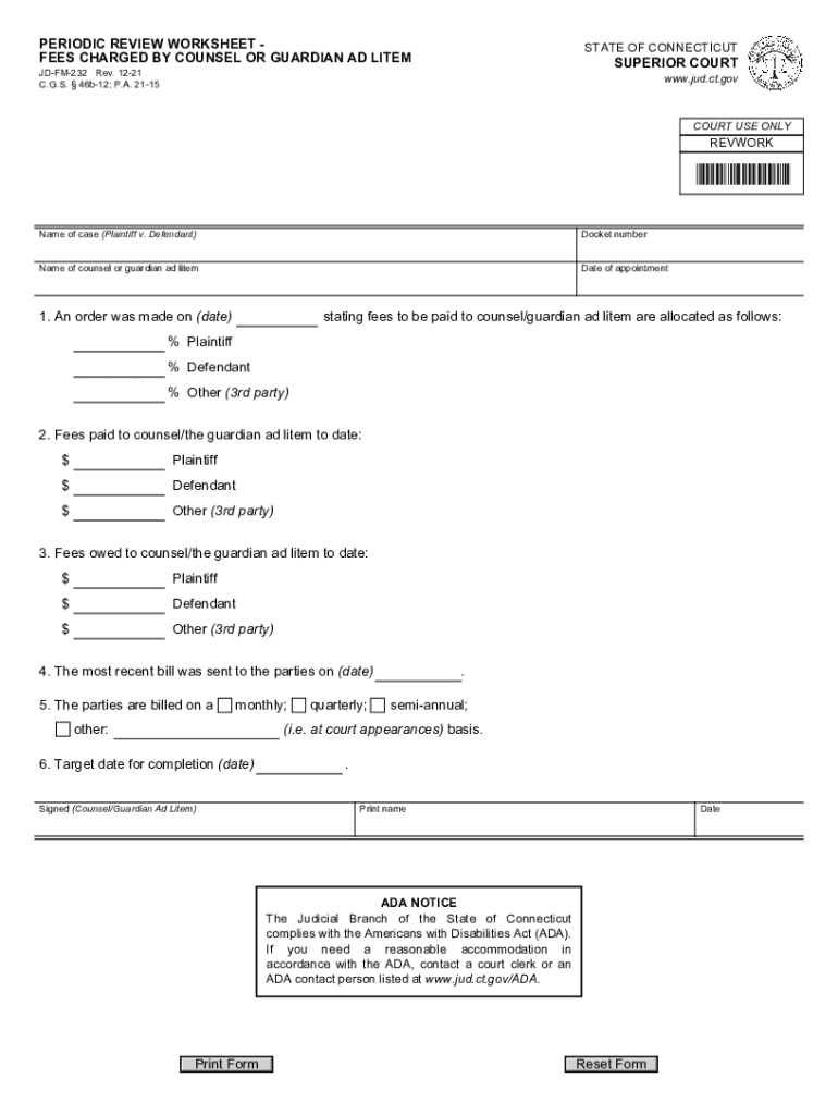  PERIODIC REVIEW WORKSHEET FEES CHARGED by 2021-2024