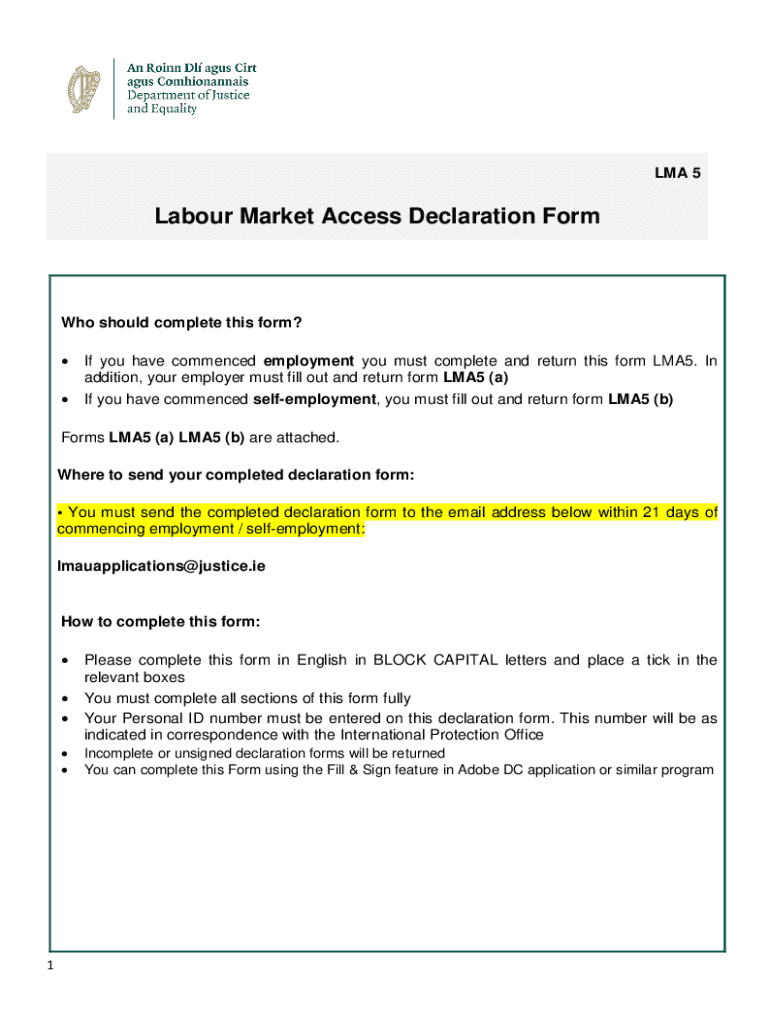  Employment Income Declaration Form INIS 2020-2024