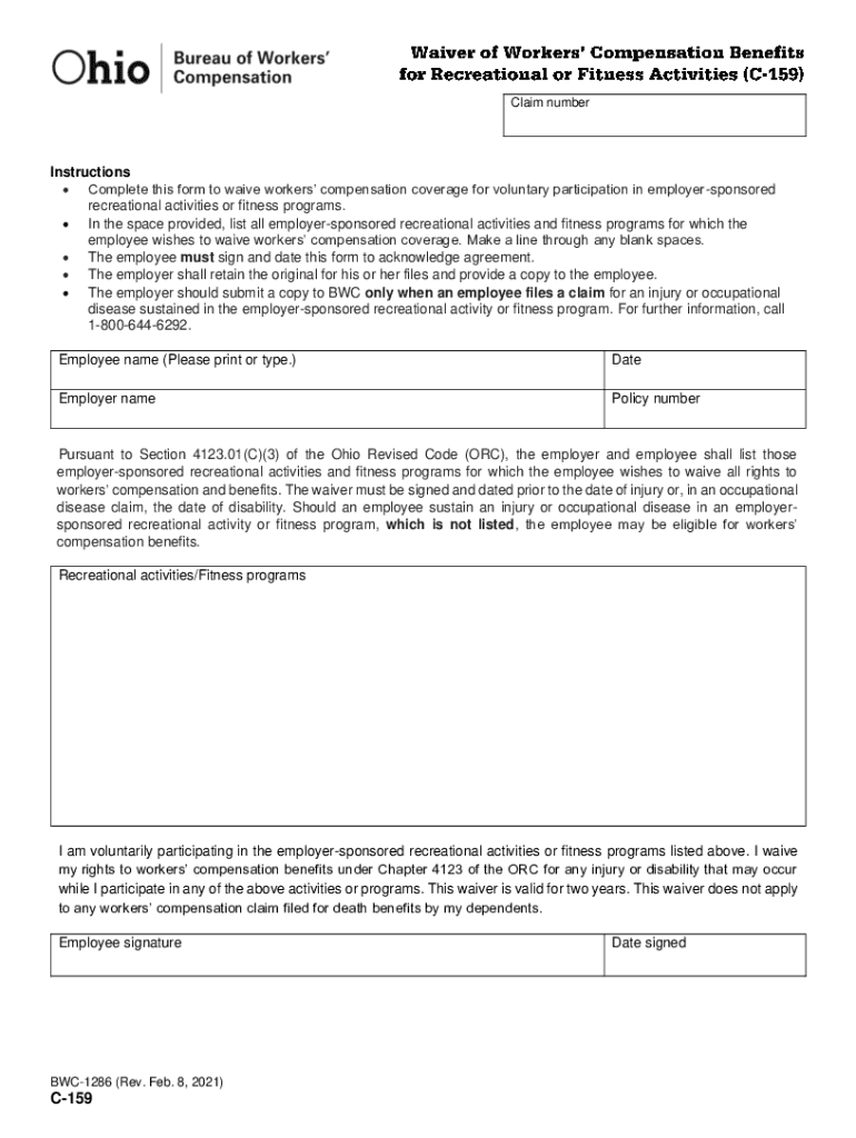 Form C 159 BWC 159 Download Printable PDF or Fill