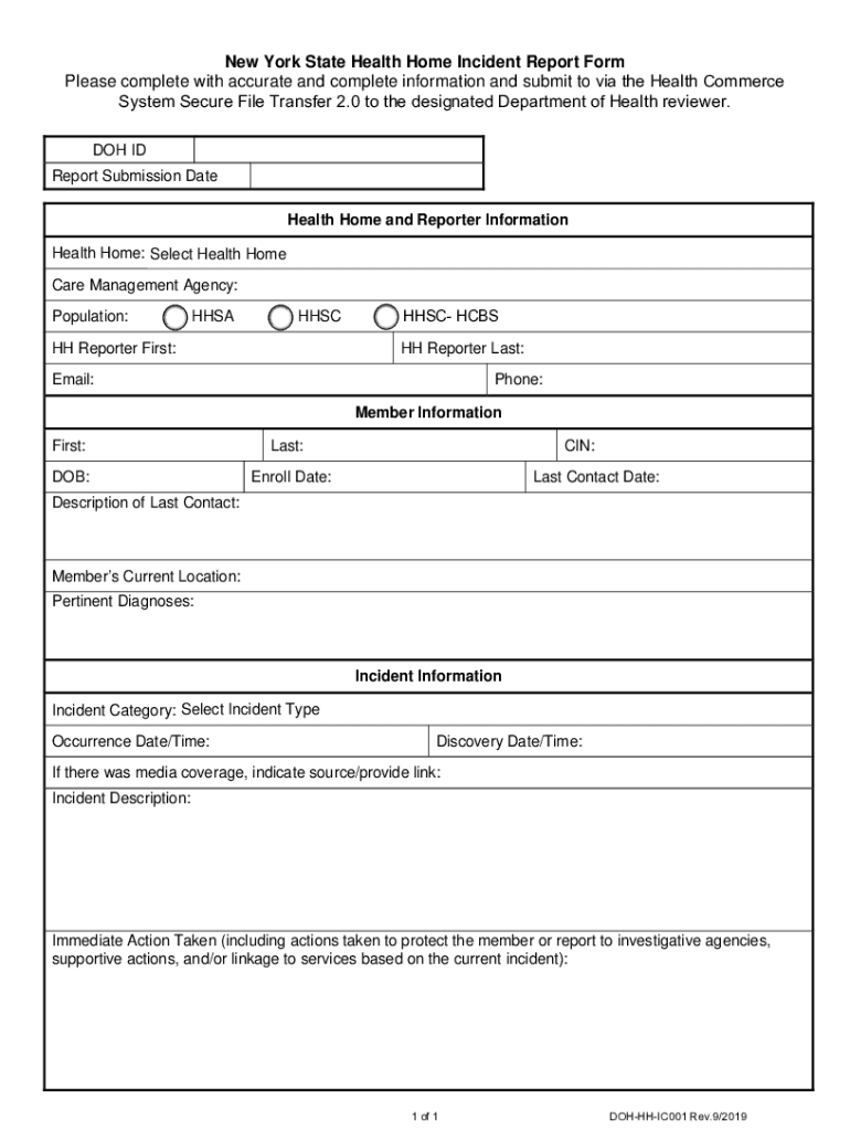 Get and Sign PDF Health Home Incident Reporting Form New York State Department 2019-2022
