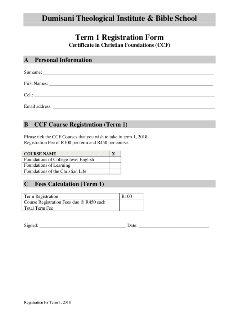 Dumisani Theological Institute Form