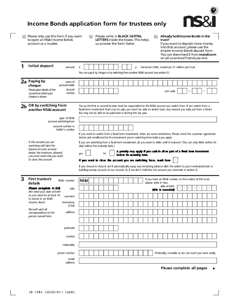  Fillable Online Income Bonds Application Form for Trustees 2020-2024