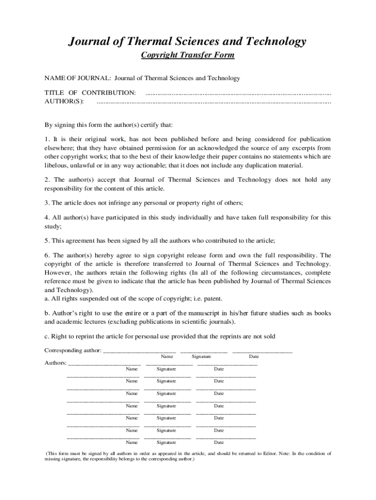 Credit Author Statement Template Word  Form