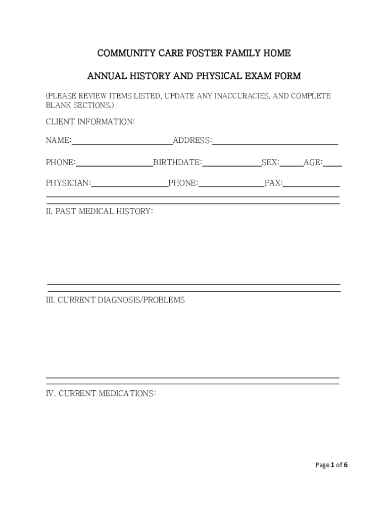 History and Physical Exam Form NEW DOCX