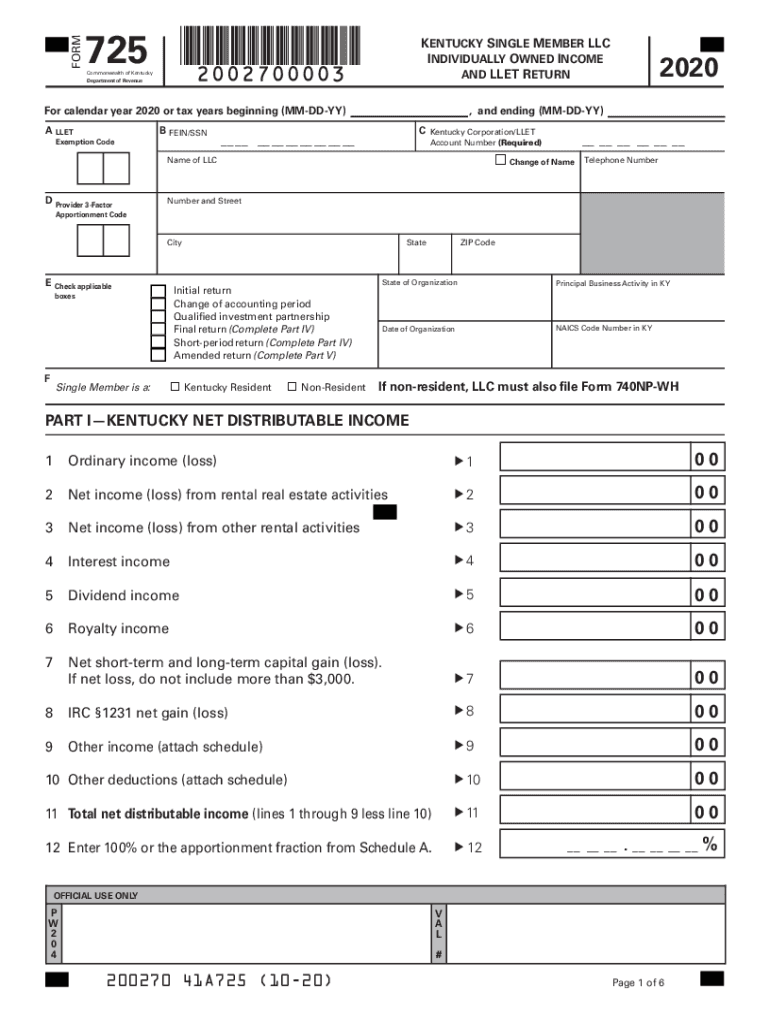  0900020270 Kentucky Department of Revenue 2020